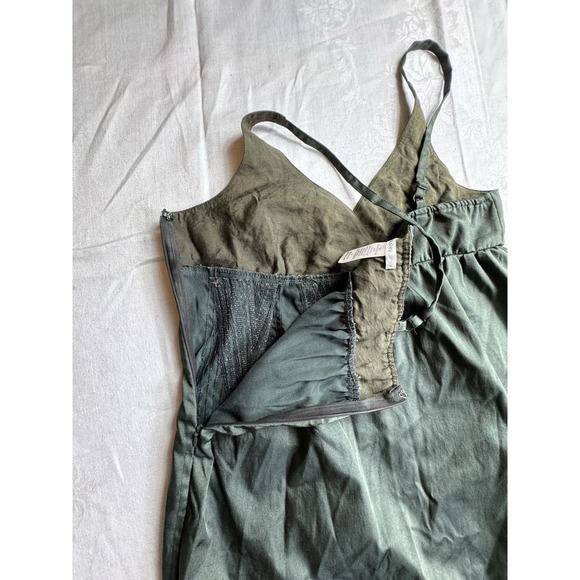 Olive Green Metallic Esley Mini Dress Pockets Small Y2K Whimsigoth Fairy Urban - Picture 4 of 10